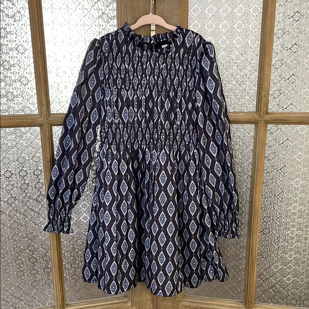 Mayoral Navy Girls Dress with Diamond Pattern - Size 8